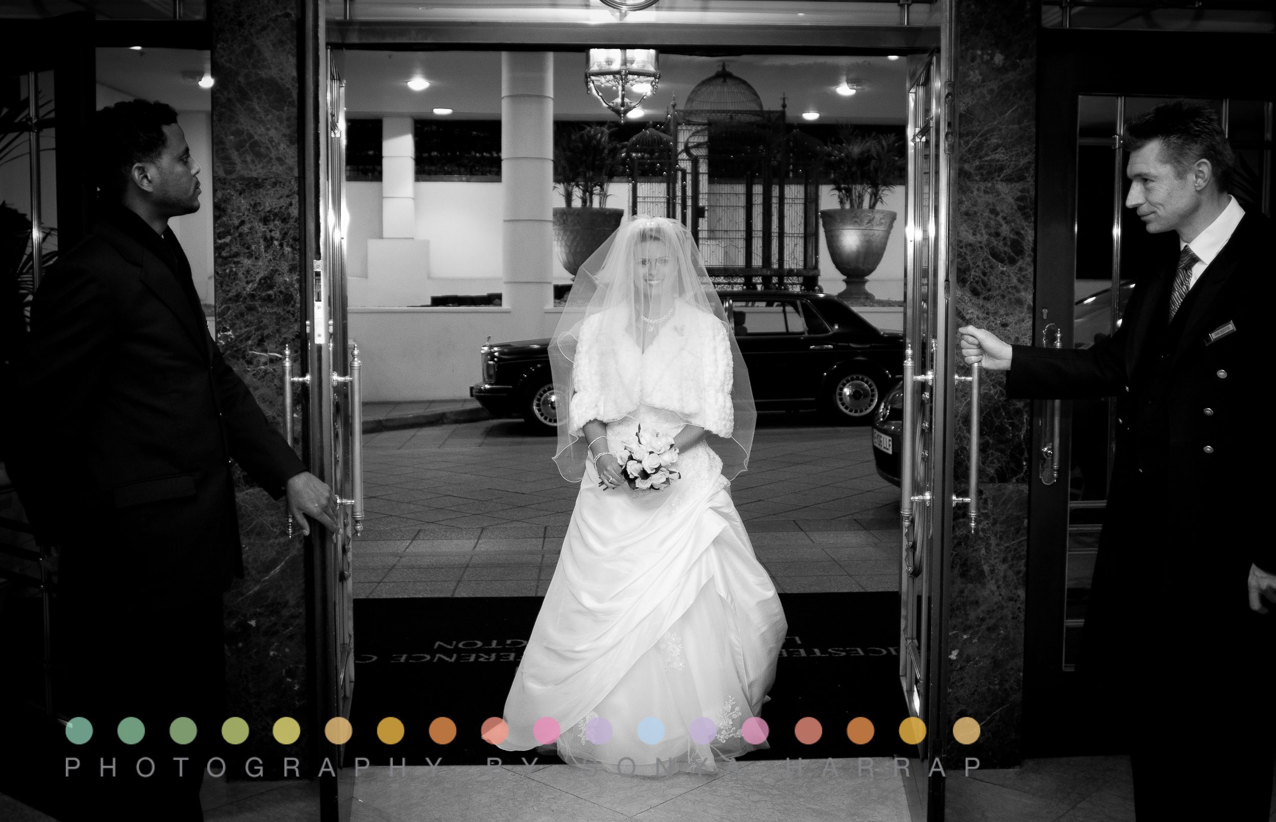 doors open at reception walking to the ceremony bright conservatory western bride a in central London millennium Gloucester hotel wedding