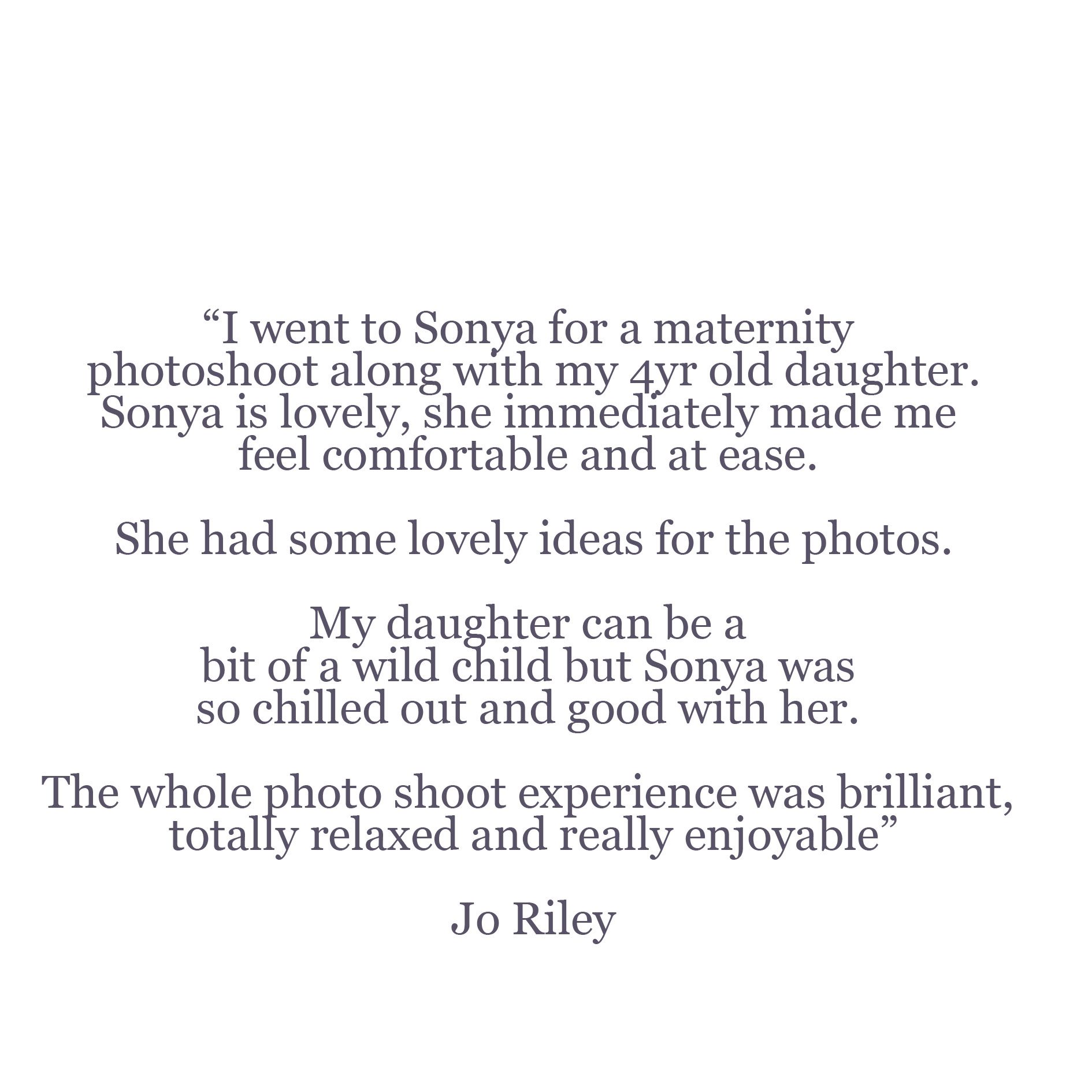 review and Testimonial for Sonya Harrap ohotosgraohy Maternity photo-shoot