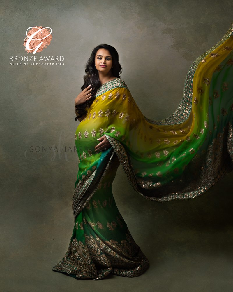 Award winning maternity photography. Ethnic maternity. Indian woman in saree maternity
