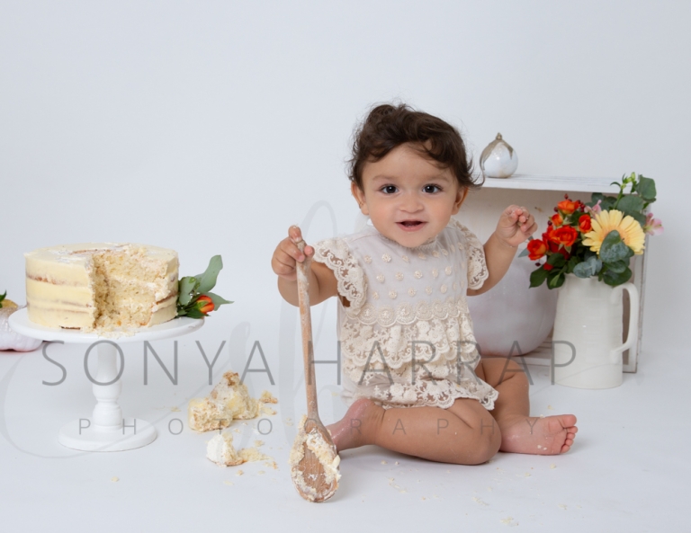 1st birthday baby cake smash photoshoot girl